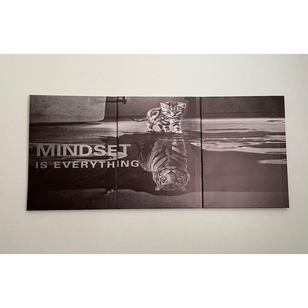 New 3 Panels Mindset is Everything Motivational Canvas Wall Art Inspirational